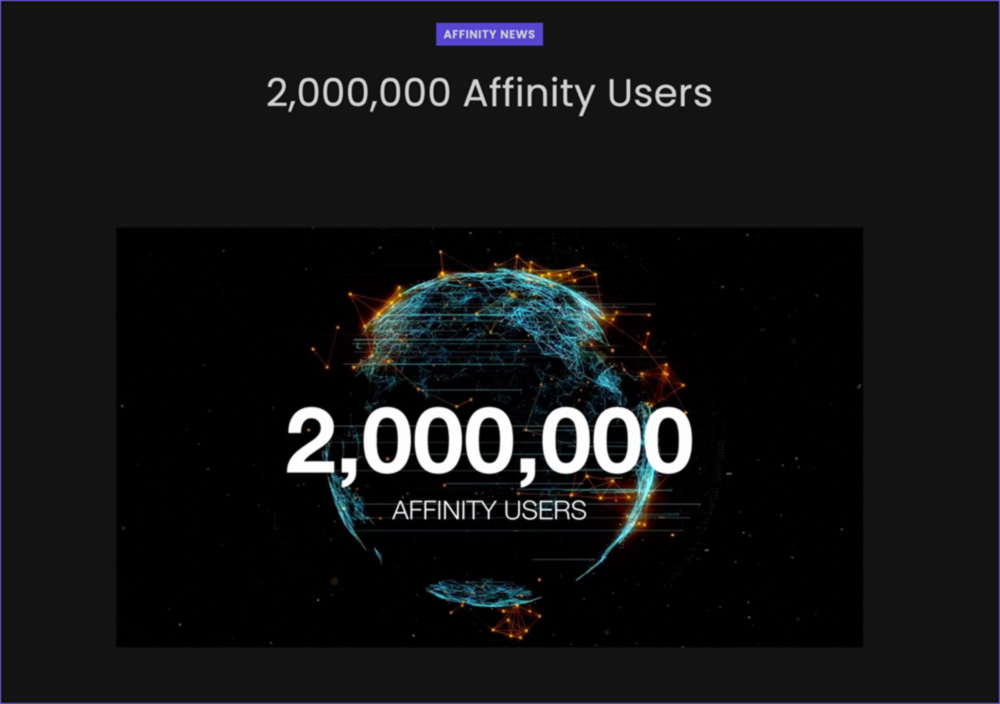 2 millionen Affinty User weltweit